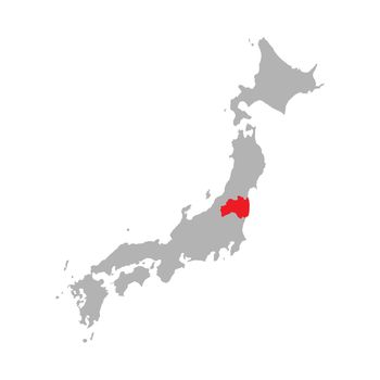 Fukushima prefecture highlight on the map of Japan