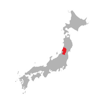 Yamagata prefecture highlight on the map of Japan