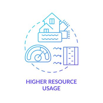 Higher resource usage blue gradient concept icon