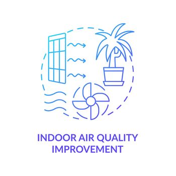 Indoor air quality improvement blue gradient concept icon