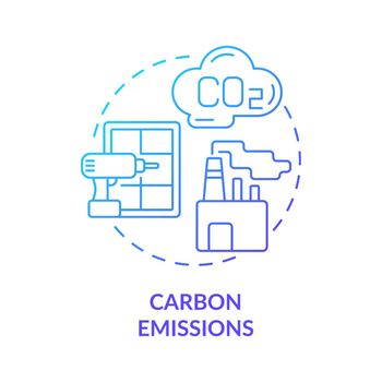 Carbon emissions blue gradient concept icon