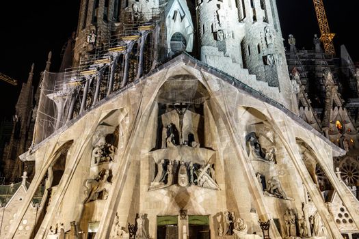 Sagrada Familian Night Scene (Spain Barcelona)