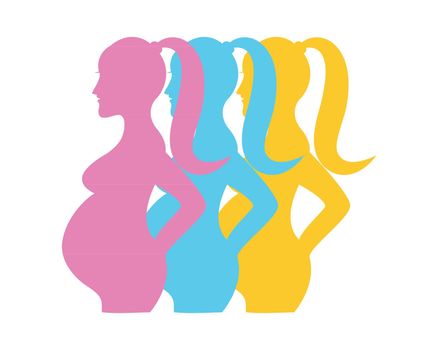 pregnant woman line art symbols template 
