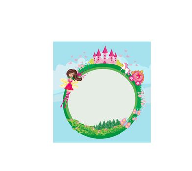 Fairytale frame with castle and carriage
