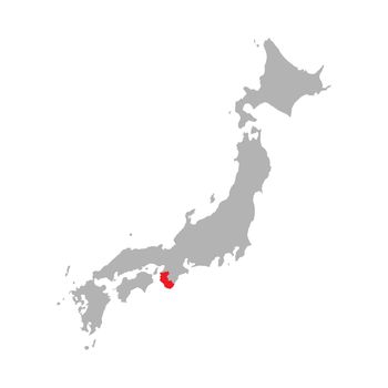 Wakayama prefecture highlight on the map of Japan