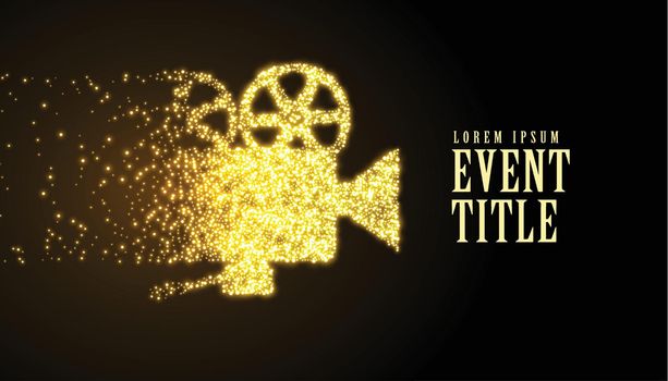 film movie projector made in golden particle sparkle style
