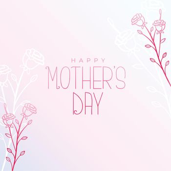 line flower style happy mother's day greeting design