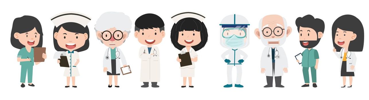 Doctors and nurse Medical cartoon set
