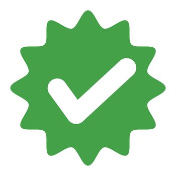 Pop check mark icon. Completion and authentication. Vectors.