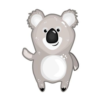 Koala isolated on white background. Lovely cartoon koala bear character sticker.