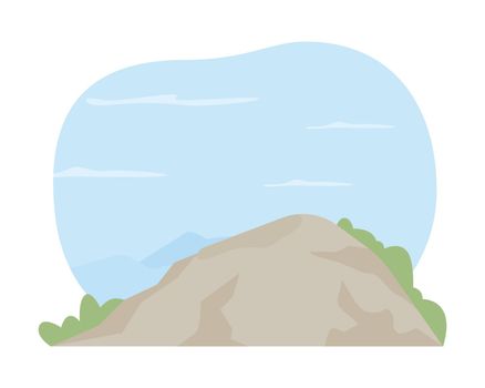 Mountain peak 2D vector isolated illustration
