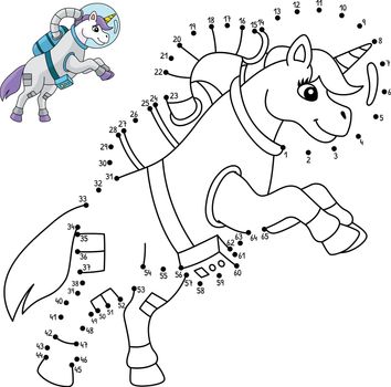 Dot to Dot Unicorn Astronaut In Space Isolated