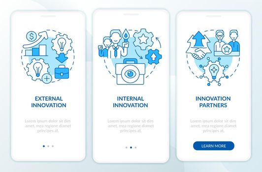 Sources for idea generation blue onboarding mobile app screen
