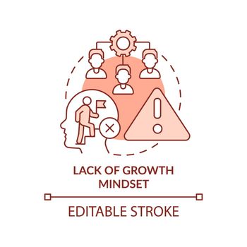 Lack of growth mindset terracotta concept icon