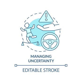 Managing uncertainty turquoise concept icon