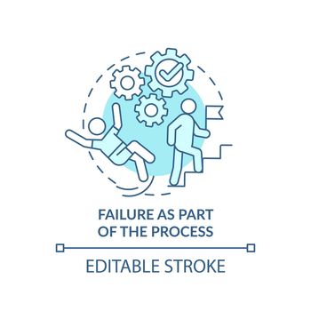Failure as part of process turquoise concept icon
