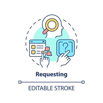 Requesting concept icon. Communication function abstract idea thin line illustration. Gain attention. Ask for permission. Isolated outline drawing. Editable stroke. Arial, Myriad Pro-Bold fonts used
