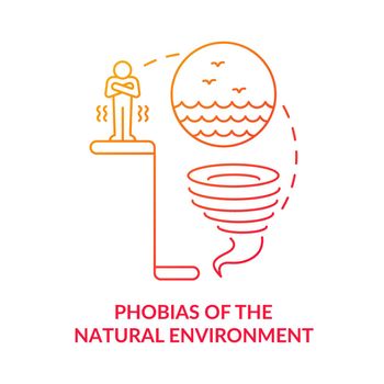 Phobias of natural environment red gradient concept icon