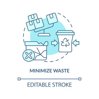 Minimize waste turquoise concept icon