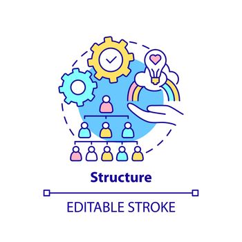 Structure concept icon. Innovation management backbone abstract idea thin line illustration. Organizational changes. Isolated outline drawing. Editable stroke. Arial, Myriad Pro-Bold fonts used