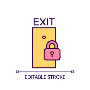 Exit door and padlock RGB color icon