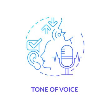 Tone of voice blue gradient concept icon
