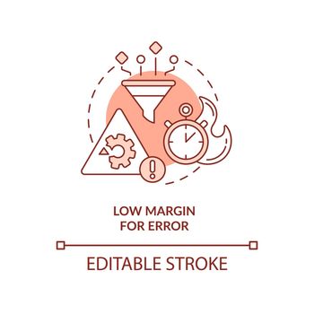 Low margin for error red concept icon
