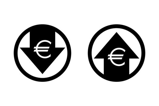 Euro up and down icon set