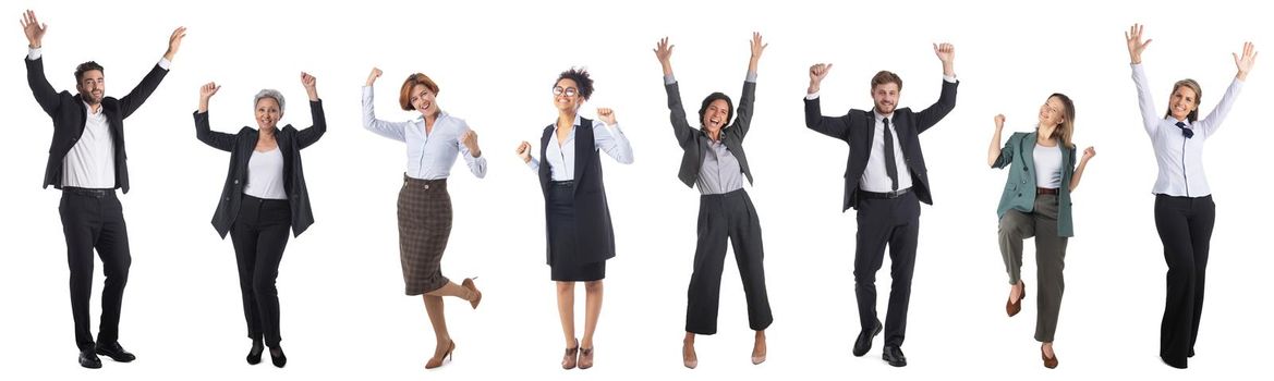 Business People Raising Arms