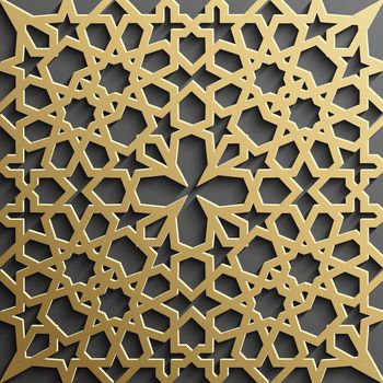 Seamless islamic pattern 3d . Traditional Arabic design.