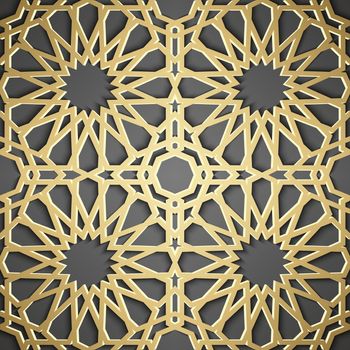 Seamless islamic pattern 3d . Traditional Arabic design element.