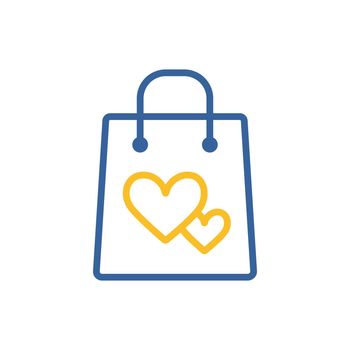 Gist bag with heart vector icon