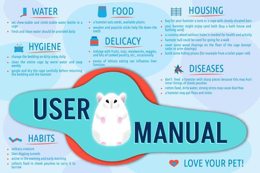 Taking care of djungarian hamster instruction. Guide for hamster owner