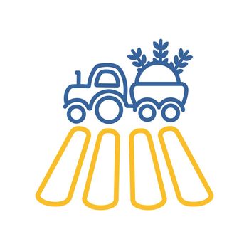 Tractor on field vector flat icon