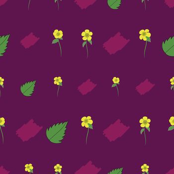 buttercup spring vector repeat pattern design on purple background