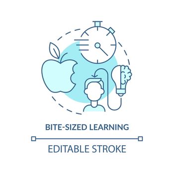 Bite sized learning turquoise concept icon