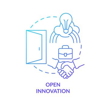 Open innovation blue gradient concept icon