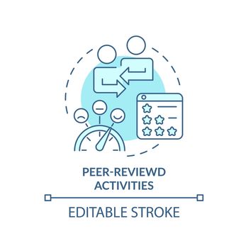 Peer reviewed activities turquoise concept icon