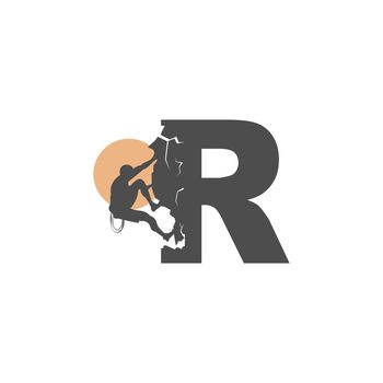 Rock climber climbing letter R illustration