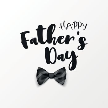 Fathers Day Banner, June 19th. Vector Background. Banner with Black Striped Realistic Bow Tie, Lettering, Typography. Silk Glossy Bowtie, Tie Gentleman. Fathers Day Holiday Concept