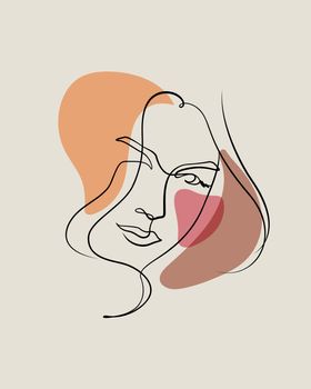 woman face line art flourish vector illustration