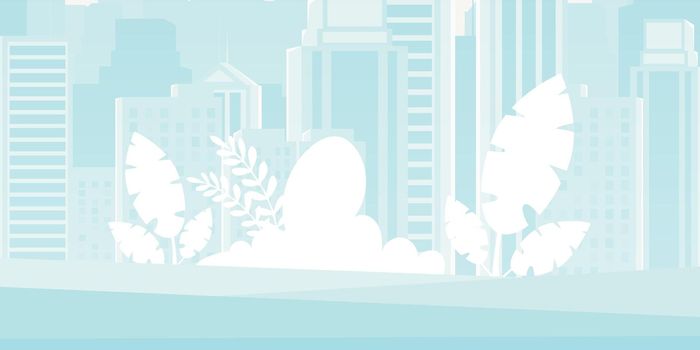 Vector illustration design of modern city. Blue tone building and clounds. Cityscape background
