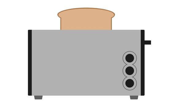 Toaster with toasted bread isolated on a white background.