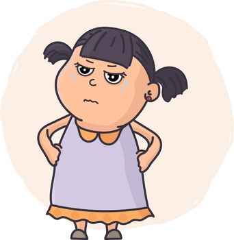 crying little girl vector illustration. Emotional expression