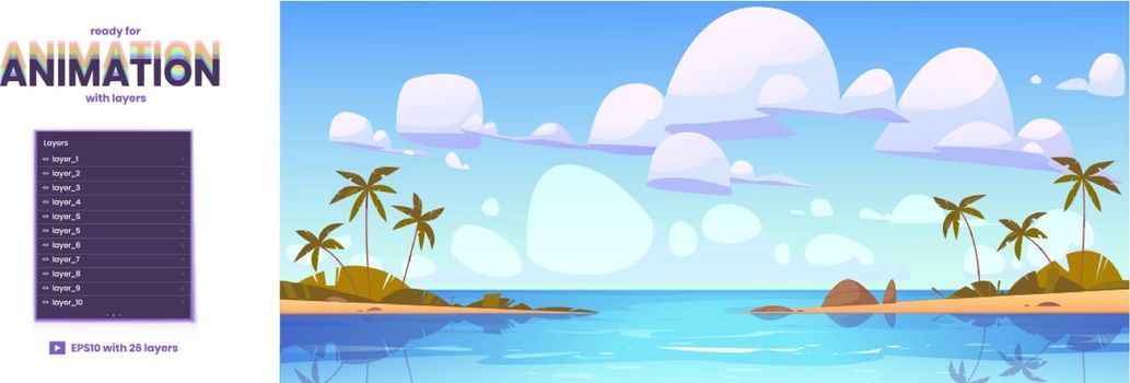 Parallax background with ocean beach landscape