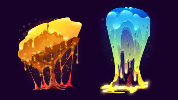 Fantasy magic trees with dripping shiny slime