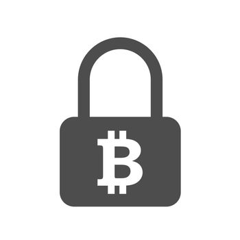 bitcoin encryption silhouette vector icon isolated on white. bitcoin encryption icon for web, mobile apps, ui design and print