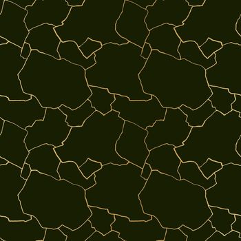 kintsugi art seamless pattern with gold thin lines and abstract shards on dark luxury background