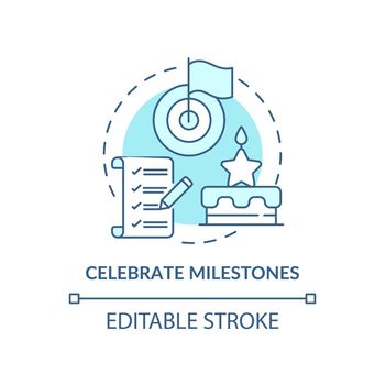 Celebrate milestones turquoise concept icon