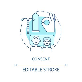Consent turquoise concept icon